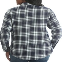 Ženska karirana flanelska košulja s dugim rukavima Plus veličine