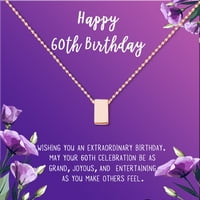 Pokloni za 60. Rođendan, modna ogrlica od nehrđajućeg čelika, rođendanska čestitka, poklon za nakit za nju, rođendanski poklon za