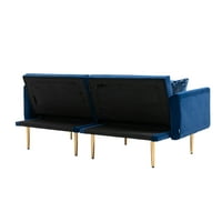 Kauč na razvlačenje futon tapecirani kauč za dnevni boravak od baršuna s podesivim naslonom i metalnim nogama moderni kauč na rasklapanje