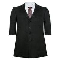vuna i kašmir Muška premium crna duga jakna-kaput od vune i kašmira gornji kaput