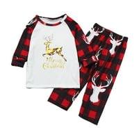 Identični Setovi božićnih obiteljskih pidžama, Slatka bluza dugih rukava sa šarenim printom + hlače za spavanje, svečane pidžame