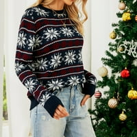 Savršen ženski Božićni džemper svečani pleteni džemper modna majica džempera dugih rukava