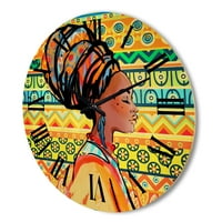 DesignArt 'Afroamerička ženska portret s Turban III' Moderni drveni zidni sat