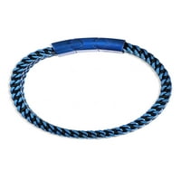 Obalni nakit muški mat završni završetak plave pozlaćenog nehrđajućeg čelika Double Franco Row narukvica - 8 + 0,5 ext