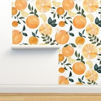 Pozadina Peel & Stick 9ft 2ft - Akvareli Voćnih Ljetnih Naranče citrus Moderne botanički svijetle skidaju tapete na red od Spoonflower