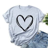 Rasprodaja Plus-size majica za Valentinovo, Ženska majica kratkih rukava s printom za Valentinovo, Novi grafički vrhovi u sivoj boji