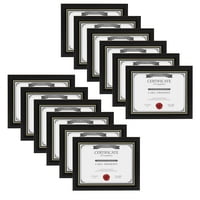Designvation Jordan okvir dokumenata izrađen za prikaz certifikata, crni 8,5x11, od 12