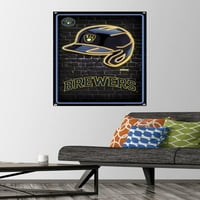 Milwaukee Brewers - plakat neonske kacige s pushpins, 22.375 34