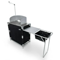 Camco Deluxe kampiranje kuhinjskog stola s integriranim držačem fenjera, vrhom od nehrđajućeg čelika i kadom za pranje