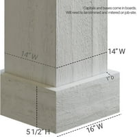 Stolarija od 14 14 ' 8 ' od neobrađenog cedra od cedra-ne sužavajući se kvadratni omotač stupa sa standardnim kapitelom i bazom