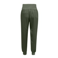 Jednobojne ženske ošišane hlače visokog struka s podijeljenim krajevima Plus size hlače zelene;