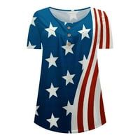 Ženska modna Majica Bez rukava s okruglim vratom, široki pulover kratkih rukava, majica s američkom zastavom, ženska