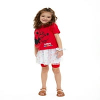 Minnie Mouse Baby and Toddler Girl Tee, kratke hlače, suknja i kosa, 4-komad, veličine 12m-5T