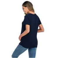Ženski vrhovi Ženske majice kratkih rukava s tiskanim slovima majice za trudnice majice za trudnice Mornarsko plava