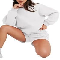 Set ženske odjeće za vježbanje, Jednobojni pulover i kratke hlače za trčanje s džepovima, sportska odjeća za vježbanje joge