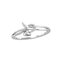 Ženski Okrugli dijamantni prsten u obliku srca od bijelog zlata od 10 karata