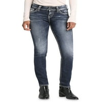 Silver Jeans Co. Ženske traperice s ravnim nogavicama srednje visine, veličine struka 24-36