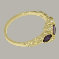 18K ametist dijamantni prsten od žutog zlata britanske proizvodnje ženski jubilarni prsten - opcije veličine-veličina 11,75
