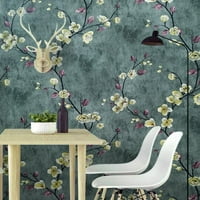 Zidne naljepnice cvjetne umjetničke tapete, Američka Retro samoljepljiva tamnozelena boja za spavaću sobu ureda za dnevni boravak