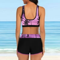 Bikini s kratkim hlačama, komplet kupaćih kostima, odjeća za plažu, Ženski kupaći kostimi s cvjetnim printom, push-up, ženski dvodijelni