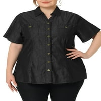 Jedinstvene ponude ženske plus veličine bluze gumb prsnog prsa Down Classic Demin majica