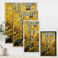 Breze u žutoj jeseni šuma šuma uokvirena slikanje platno umjetnički tisak
