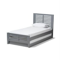 Bračni krevet na platformi u smeđem stilu s drvenim oblogama i ladicom