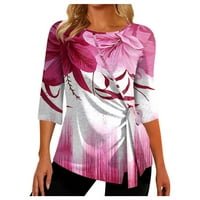 Ženski topovi, bluze s okruglim vratom s printom, puloveri, široke Casual majice, vruće ružičaste, e-mail