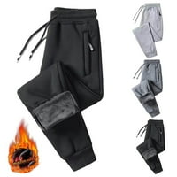 Muške teretne hlače s plišanom podstavom, izolirane jesensko-zimske sportske hlače s džepovima s patentnim zatvaračem za svakodnevno