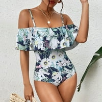 Ženski ljetni kupaći kostim Plus size, jednodijelni zavoj s printom lišća, seksi kupaći kostim