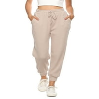 Tjeske s visokim strukom ženske puške pletene jogers hlače za trčanje joge s džepovima s džepovima hlače za žene