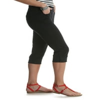 Ženski midrise navlači traper manžete Capri hlače