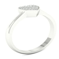 Imperial 1 10ct TDW Diamond S sterling srebrni klaster modni prsten za srce