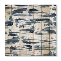 DesignArt 'plava apstraktna vodena tekstura' Moderni tisak na prirodnom borovom drvu