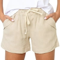 + Ženske kratke hlače na rasprodaji ženske casual kratke hlače Plus Size s elastičnim pojasom i džepom široke jednobojne kratke hlače