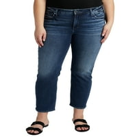 Silver Jeans Co. Ženske plus veličine Elyse Mid Rise Straight Crop Traperice veličine struka 12-24