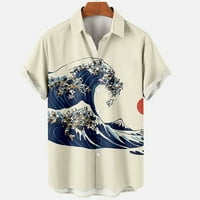 Muške košulje casual stilski casual labavi reveri s nautičkim printom kratki rukav gumb košulja s cvjetnim printom u Lučkom stilu