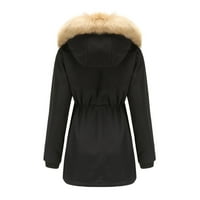 Ženska lagana jakna s kapuljačom, ležerni kaput od šerpe, topla gornja odjeća, zimski kaputi za žene, crna, Veličina