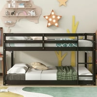Aukfa Wood Twin Veličina s niskim krevetom na kat s ljestve za dječju spavaću sobu, smeđa