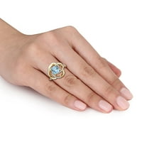 MIABELLA WOMANS 2- CArat T.G.W. Nebesko plavi topaz i bijeli topaz žuto zlato bljeskalica zaplašena sterling srebrni prsten