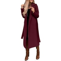 Ženski vuneni kaput, modni kaputi za žene, kaput s dugim kaputom, tanki dugi kaput s remenom, Ženska jakna