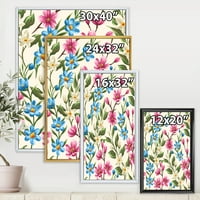 DesignArt 'Vintage Blue and Pink Wildflowers' Tradicionalno uokvireno platno zidno umjetnički tisak
