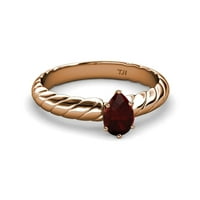Zaručnički prsten s crvenim granatom od 7 do 0. Karat ružičastog zlata 14k.veličina 8,5