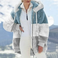 Ženska zimska Plišana jakna s kapuljačom, jesenska odjeća za žene, ženska zimska topla široka Plišana jakna s kapuljačom s patentnim