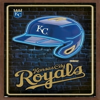 Kansas City Royals - plakat neonske kacige, 22.375 34 uokviren