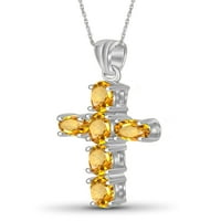 Jewelersclub srebrne križne ogrlice za žene - ogrlica za križnu ogrlicu za žene. Sterling Silver Cross - Ogrlica s citrinom - hipoalergenski