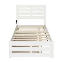 Bračni krevet s podnožjem i punjačem s dvije ladice u bijeloj boji