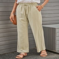 Ženske casual hlače u donjem rublju, ravne hlače, elastična čipka visokog struka, modne jednobojne široke udobne casual hlače s džepovima