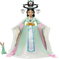 Kolekcionarska lutka u tradicionalnoj kineskoj haljini i dodacima, uključujući figuricu zeca od žada