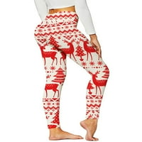 Ženske hlače s visokim strukom rastezljive božićne trenirke uske trbuščiće sportske božićne tajice stil hlača-e-mail